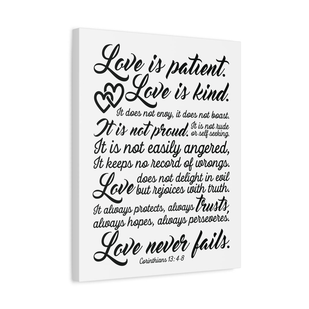 Scripture Canvas Love Is Patient Corinthians 13:4-8 Bible Verse Print